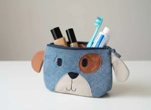 CEDR Kosmetická taštička z rifloviny modrá - pejsek