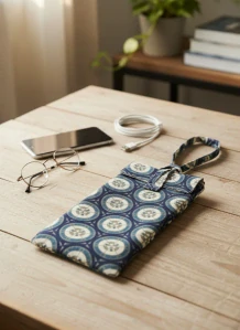 CEDR Univerzální riflová kapsa – praktický obal pro každý den, motiv kruhy