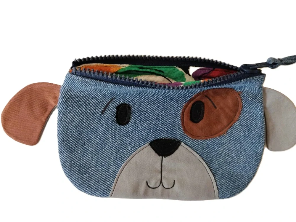 CEDR Kosmetická taštička z rifloviny modrá - pejsek