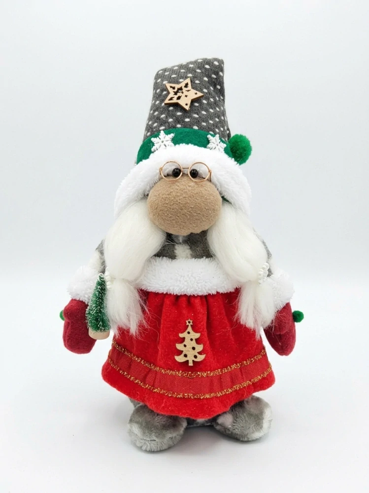 CEDR Látkový vánoční gnóm / skřítek – unikátní handmade figurka
