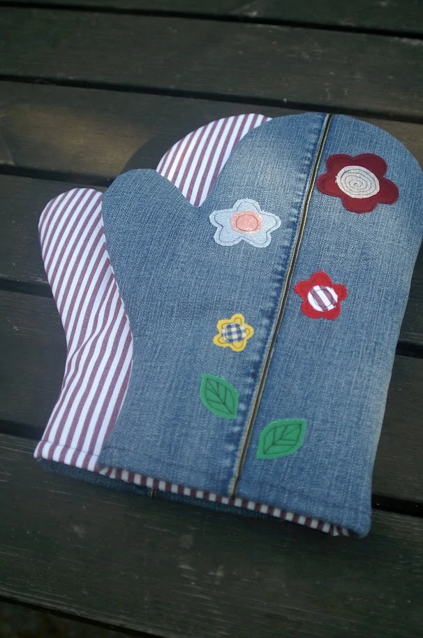 CEDR Chňapky z rifloviny sada - nášivka květiny  29 cm