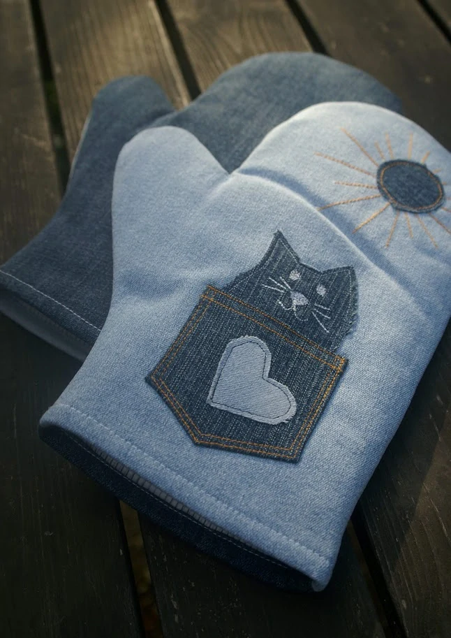 CEDR Chňapky z rifloviny sada - kočičky  29 cm