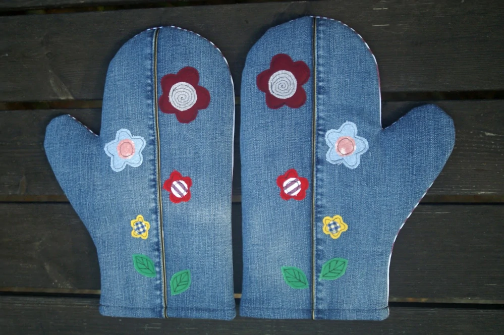 CEDR Chňapky z rifloviny sada - nášivka květiny  29 cm