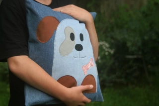 CEDR Povlak na polštář - pejsek modrý 40 x 40 cm