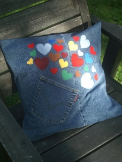 CEDR Povlak na polštář - srdce modrý 41 x 41 cm