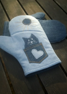 CEDR Chňapky z rifloviny sada - kočičky  29 cm