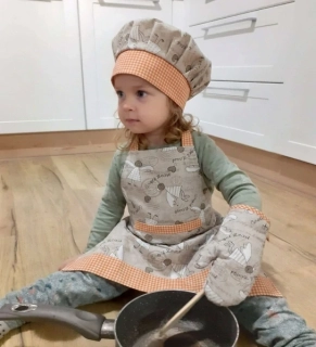 CEDR Kuchyňská sada dětská (zástěrka + 2 chňapky + čepice)